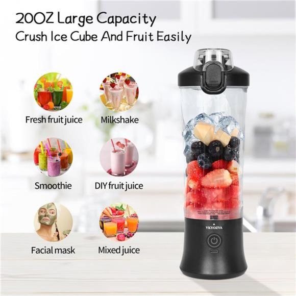 Personal Blender , 20 OZ Mini Blender with 6Blades, USB Rechargeable Blender - Picture 4 of 5